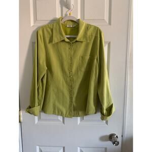 Cato XL Button Down Shirt Blouse Green Polyester